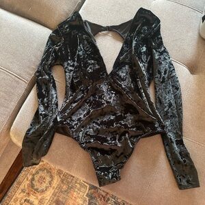 Victoria’s Secret black velvet bodysuit